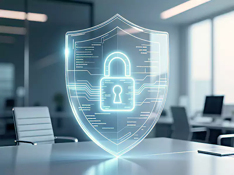 辦公室盾牌圖,用來代表信任保證,您的資料與零件可以保全